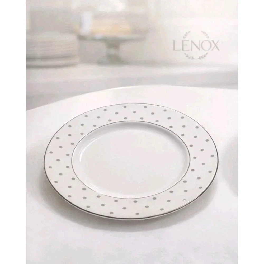 Kate Spade New York Larabee Road Platinum Polka Dot Accent Plate Sophisticated